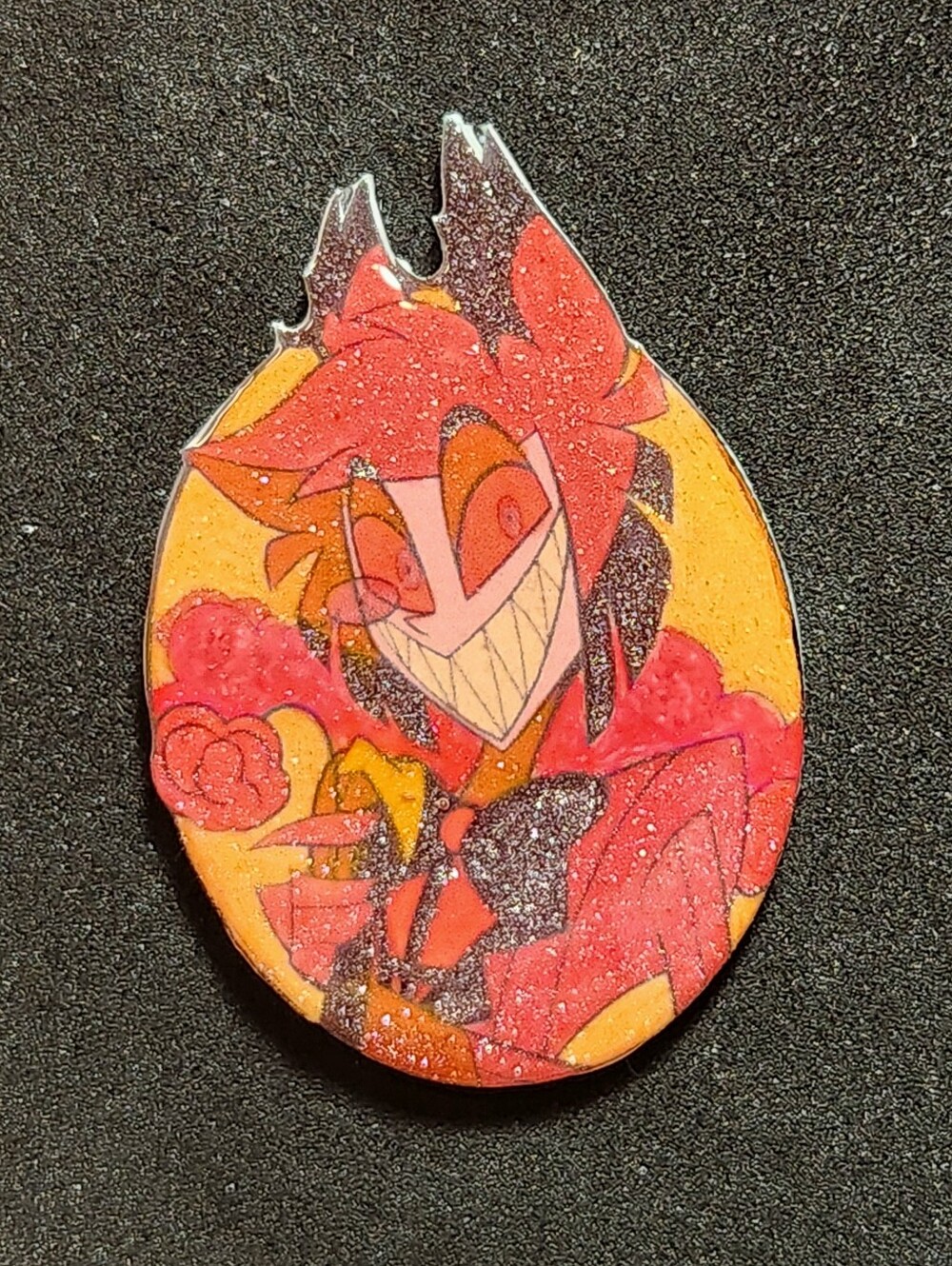 Alastor Glitter Pin That Glows In Black Light - Hazbin Hotel
